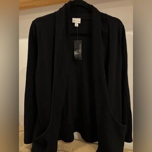 NWT S Kim Rogers Elegant Black Knit Cardigan